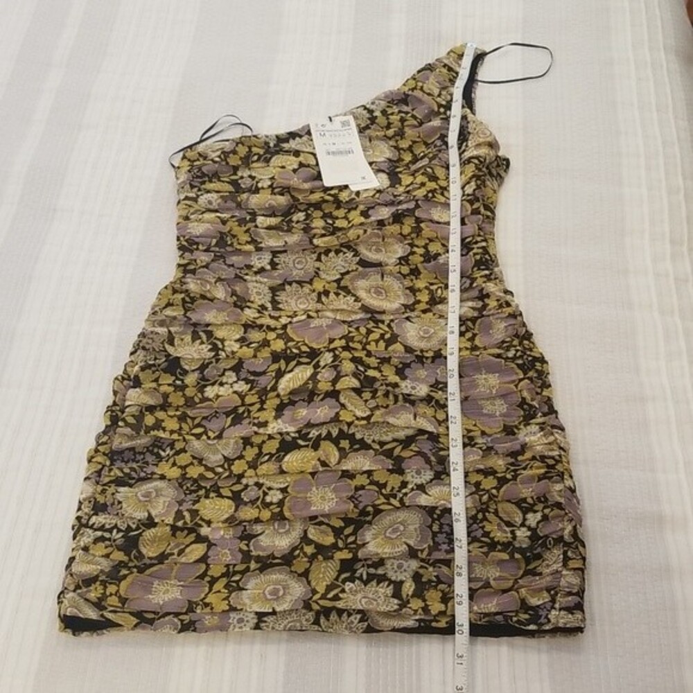Zara Floral One Shoulder Mini Dress size M New With Tag - Picture 10 of 14